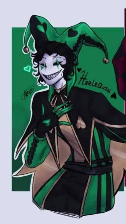 ai character: 💚🦕Harlequin 🦕💚 background