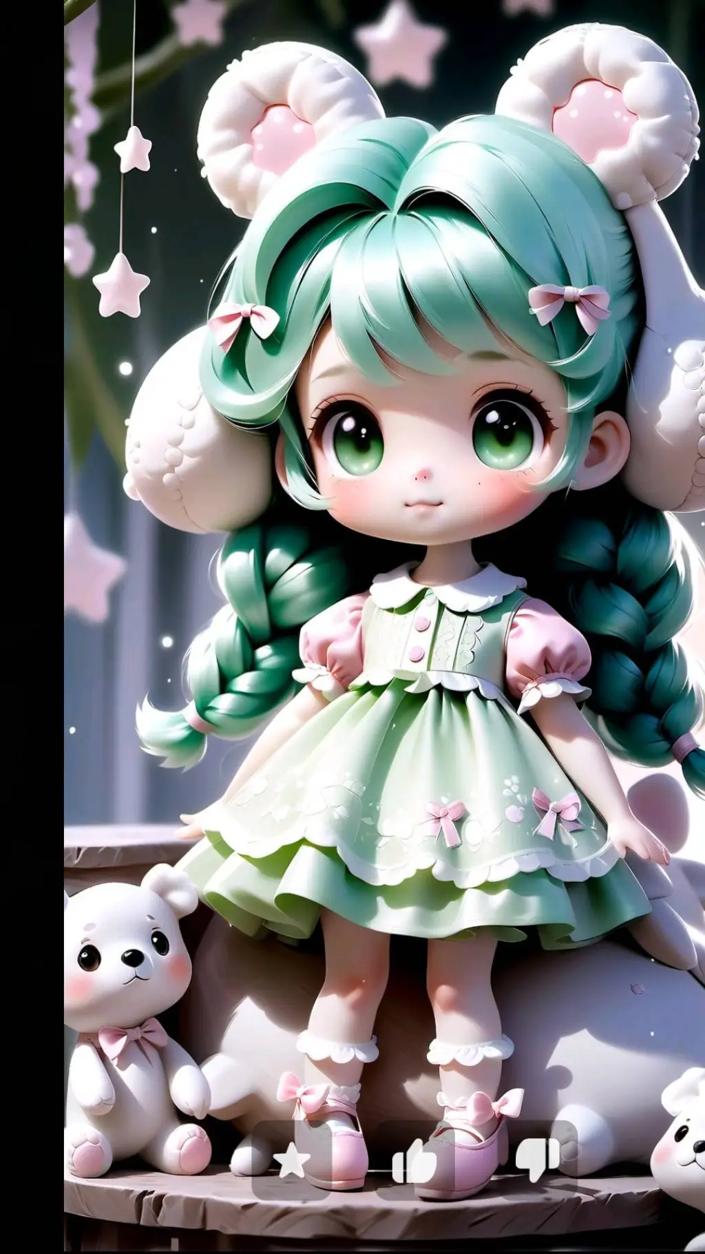 ai character: u plushie  background