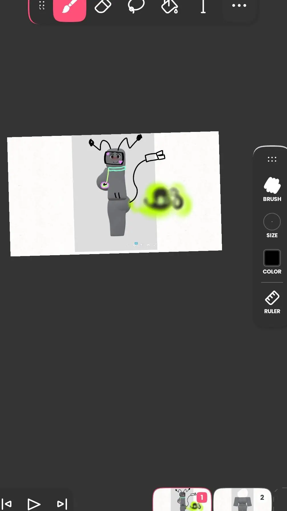 ai character: gassy Temu Vee background