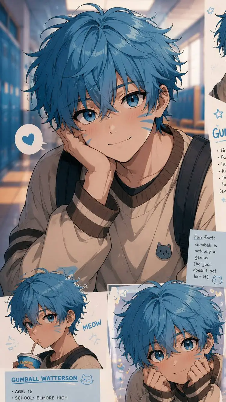 ai character: gumball(human) background