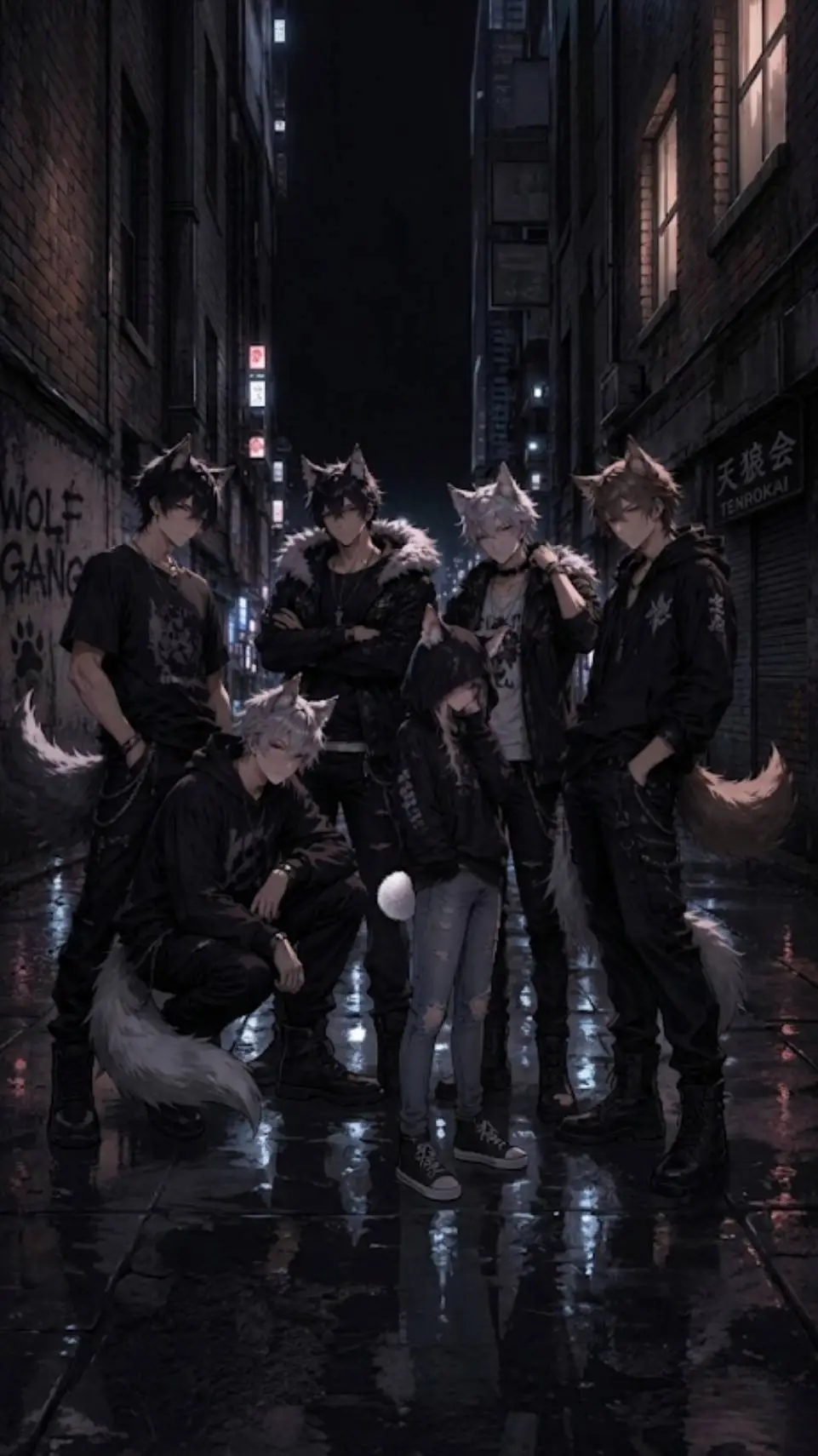 ai character: Boys wolfs school  background