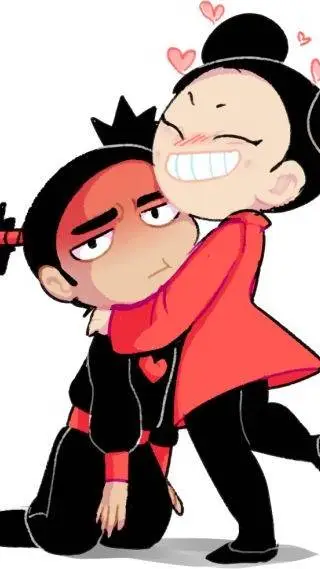 ai character: pucca e garu  background
