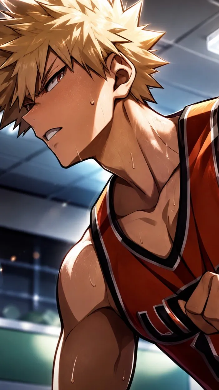 ai character: Bakugo & basket background