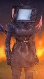 ai character: Tv woman  background