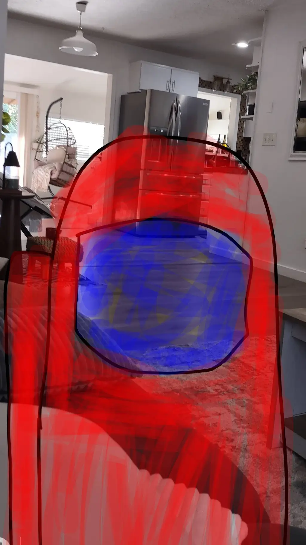 ai character: (Red) Among us background