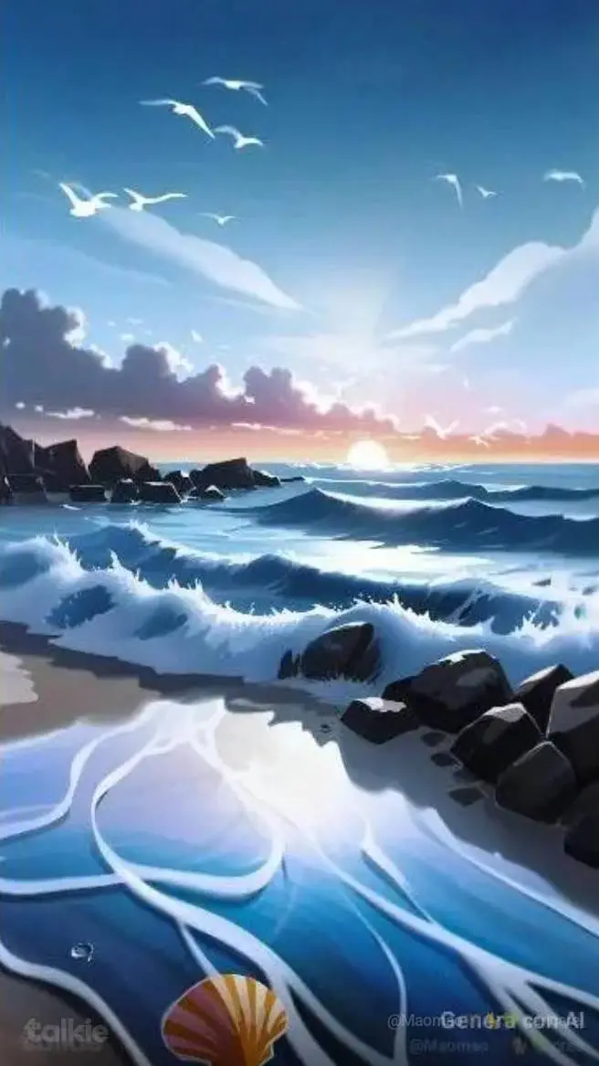 ai character: Kny beach day background