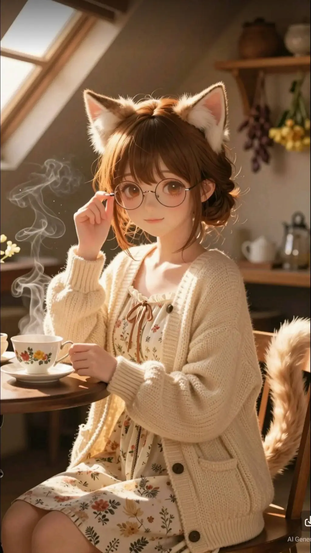 ai character: cat girl background