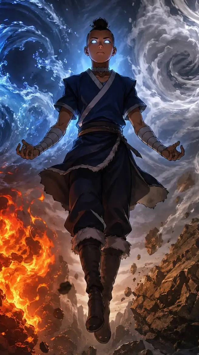 ai character: God bending sokka background