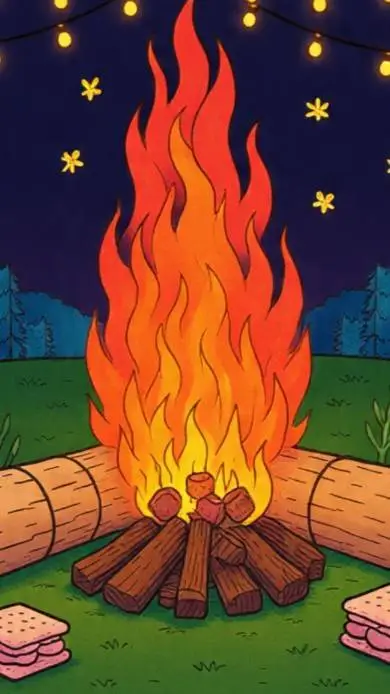 ai character: bonfire night background