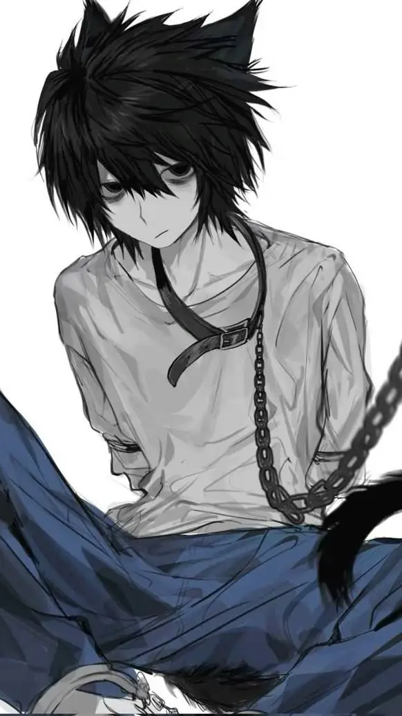 ai character: L lawliet (cat boy background