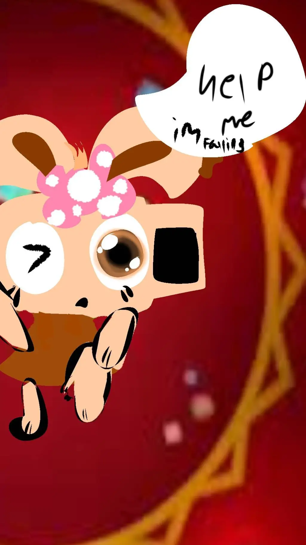 ai character: Shelly falling!  background