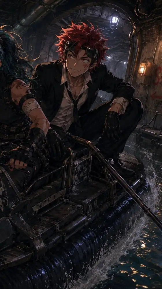 ai character: Reno sewer hunting background