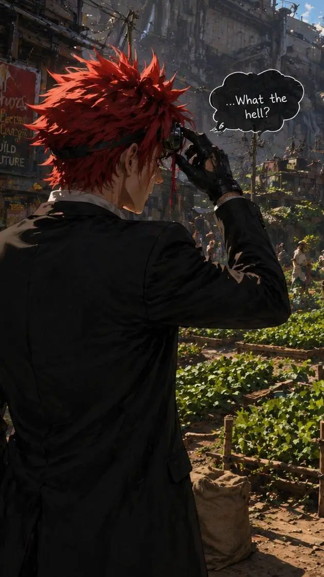 ai character: Reno slum gardens  background