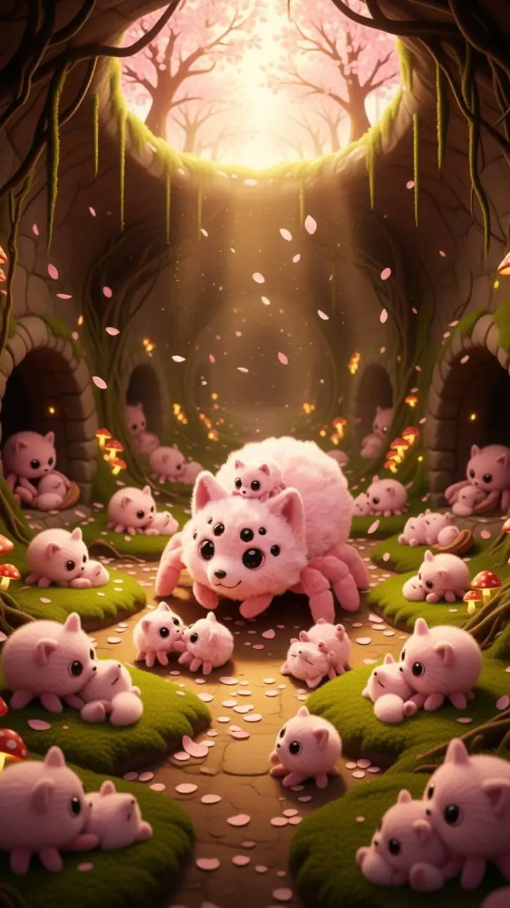 ai character: spider wolf nest background