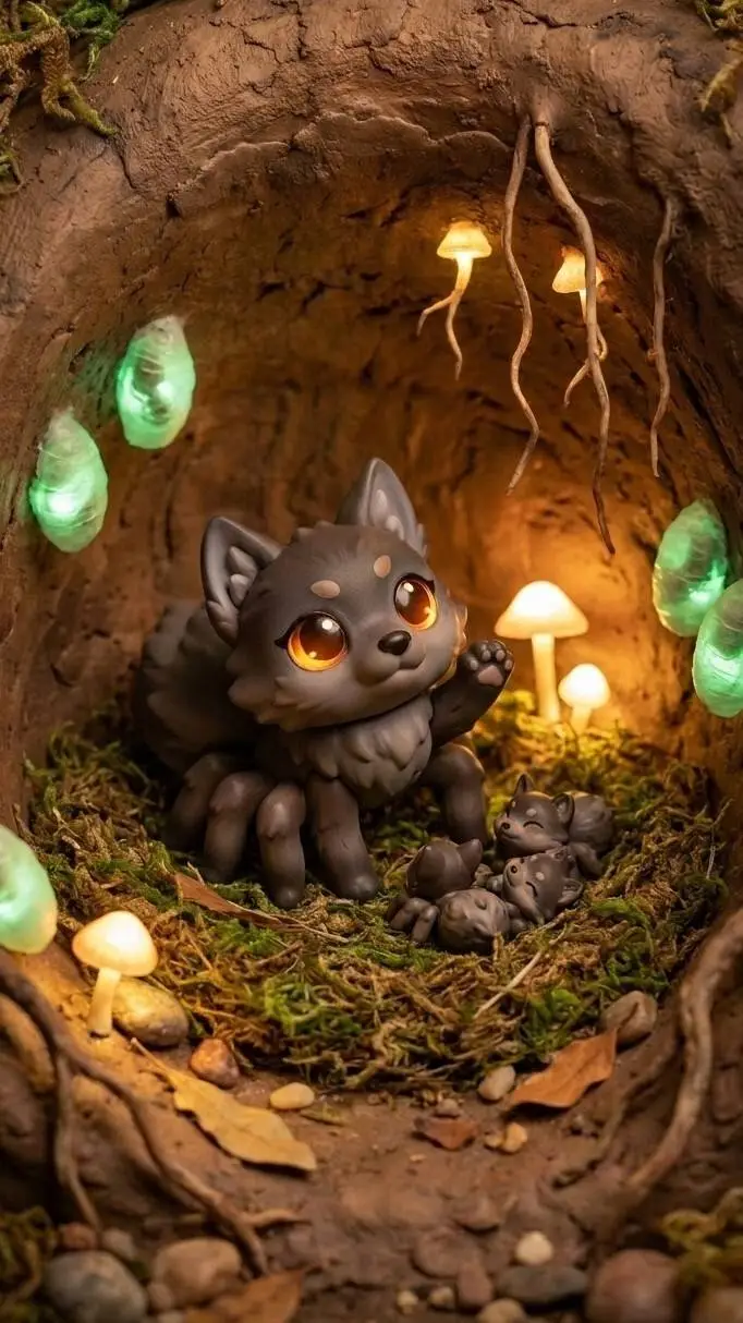 ai character: mother spider wolf background