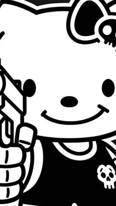 ai character: evil hello kitty background