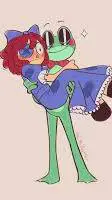 ai character: ribbit wedding background