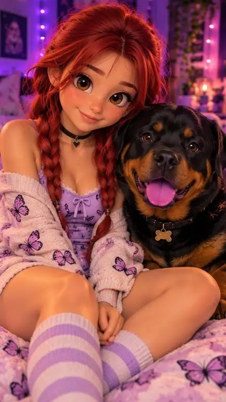 ai character: Bella and Rex  background