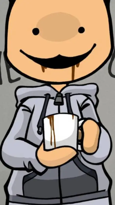ai character: yellow love coffee background