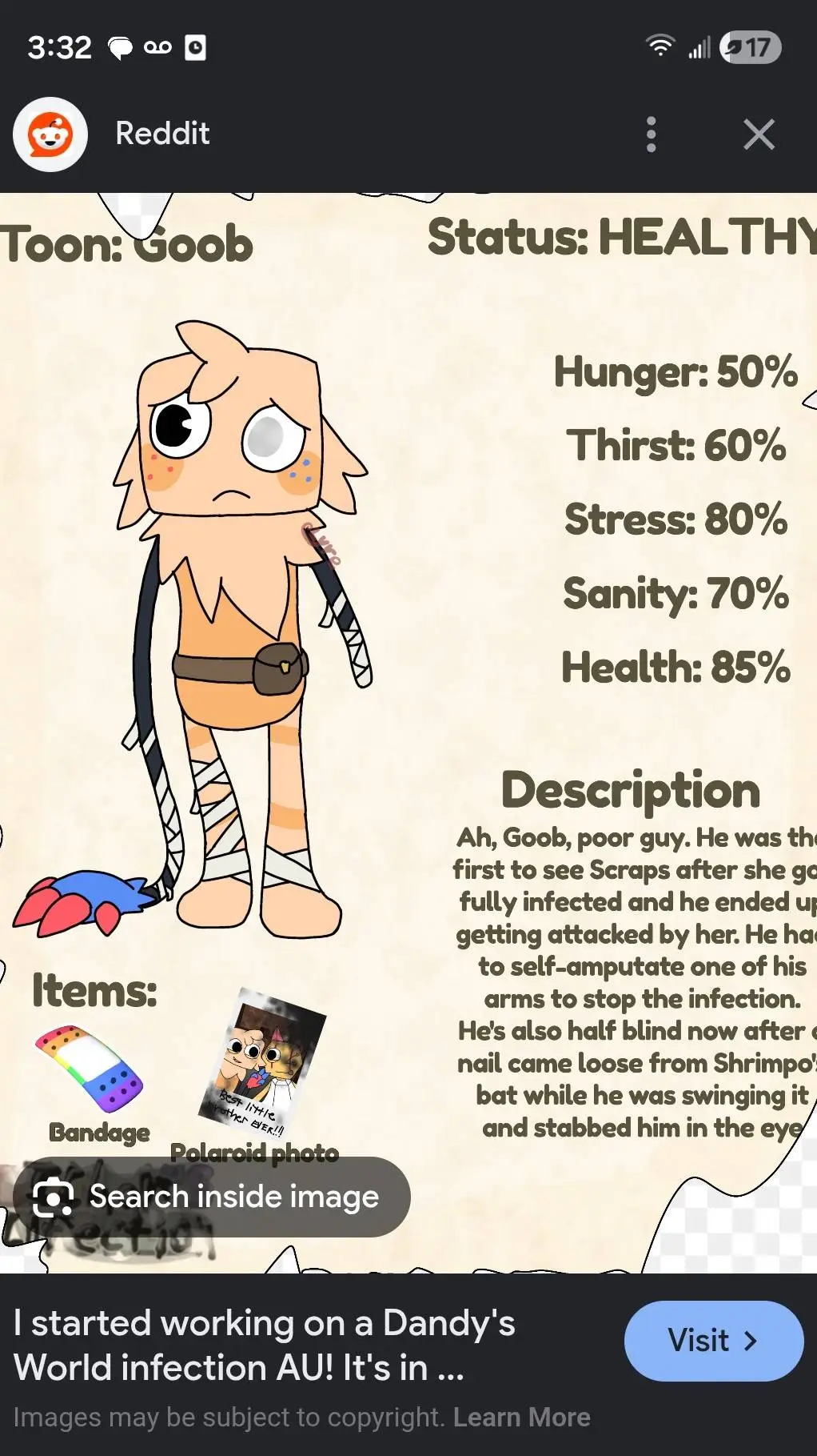 ai character: dw infection AU background