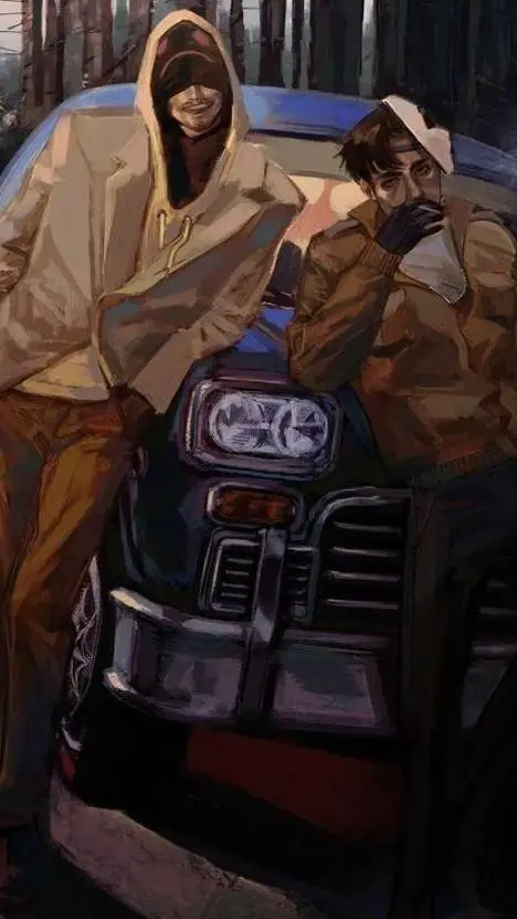 ai character: Brian y Tim  background