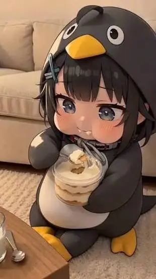 ai character: GuguGaga penguin background