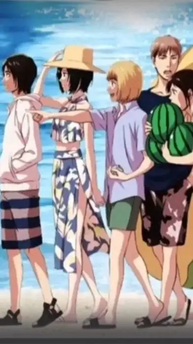 ai character: Aot beach background