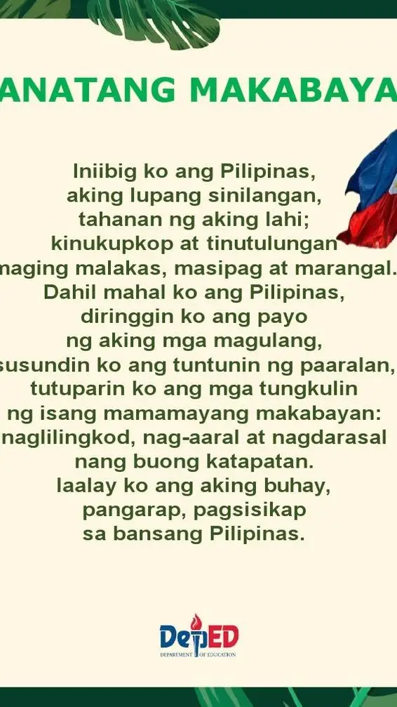 ai character: Panatang Makabayan background