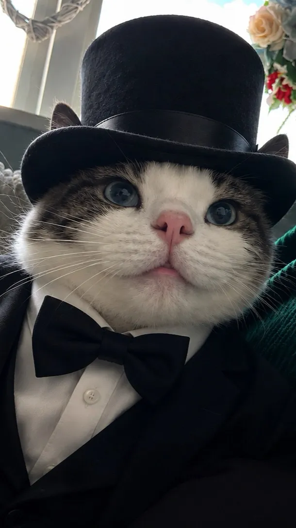 ai character: Mr po￼sh cat background