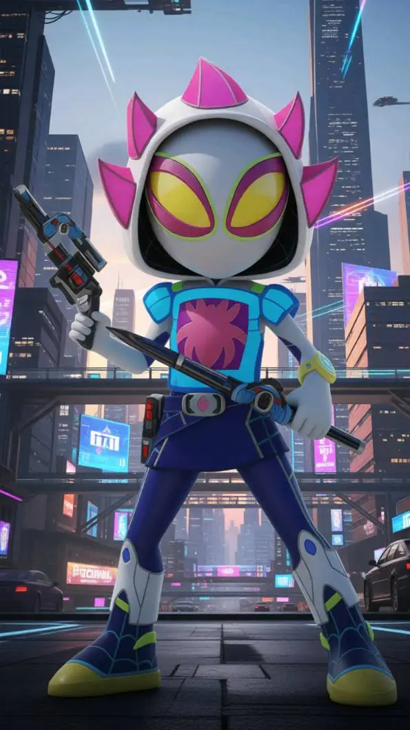 ai character: Iron Ghost Spider background