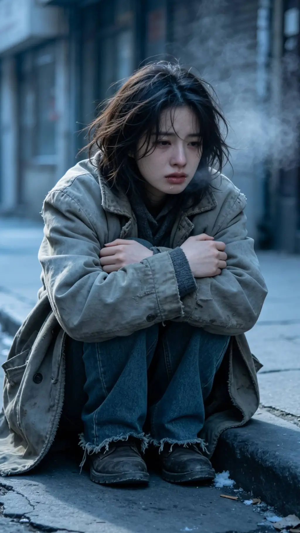 ai character: Anna (homeless)  background
