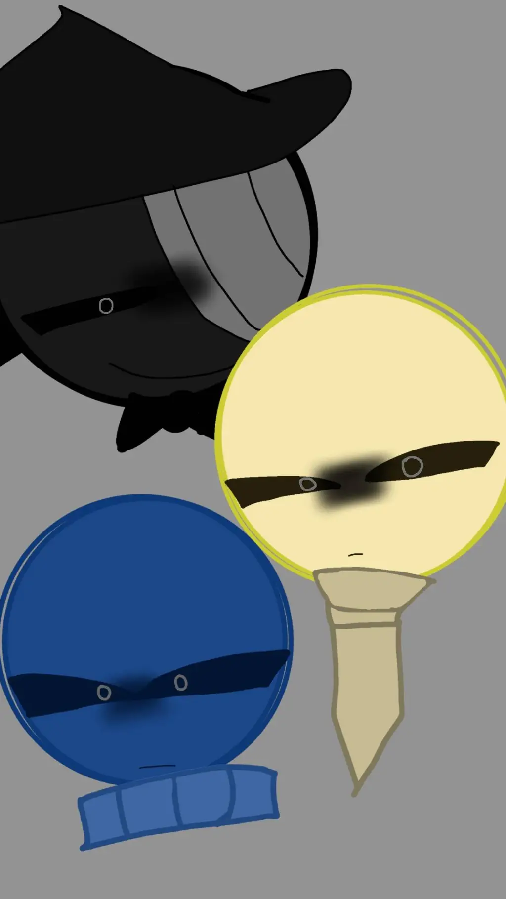 ai character: trio balls.  background