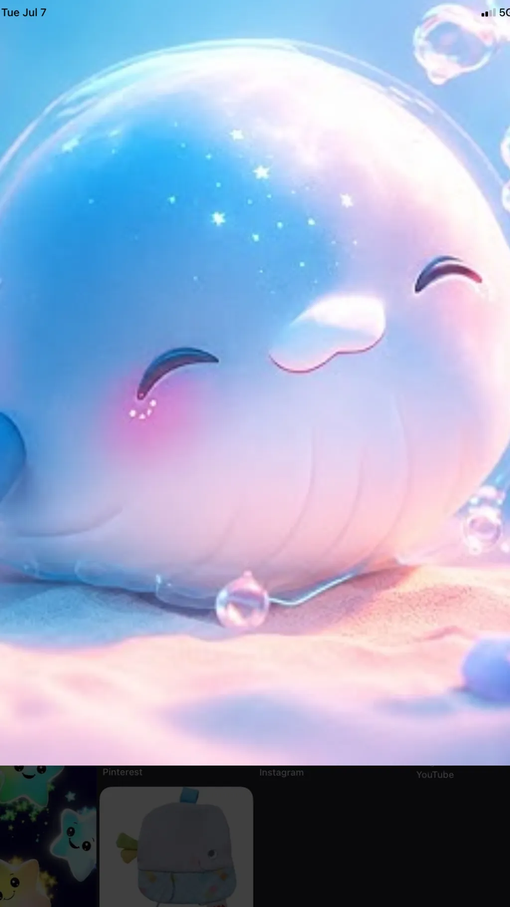 ai character: Whale bubbles ￼ background