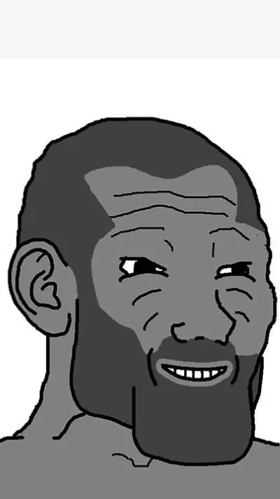 ai character: giga chad wojak background