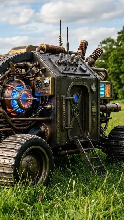 ai character: car time machine  background