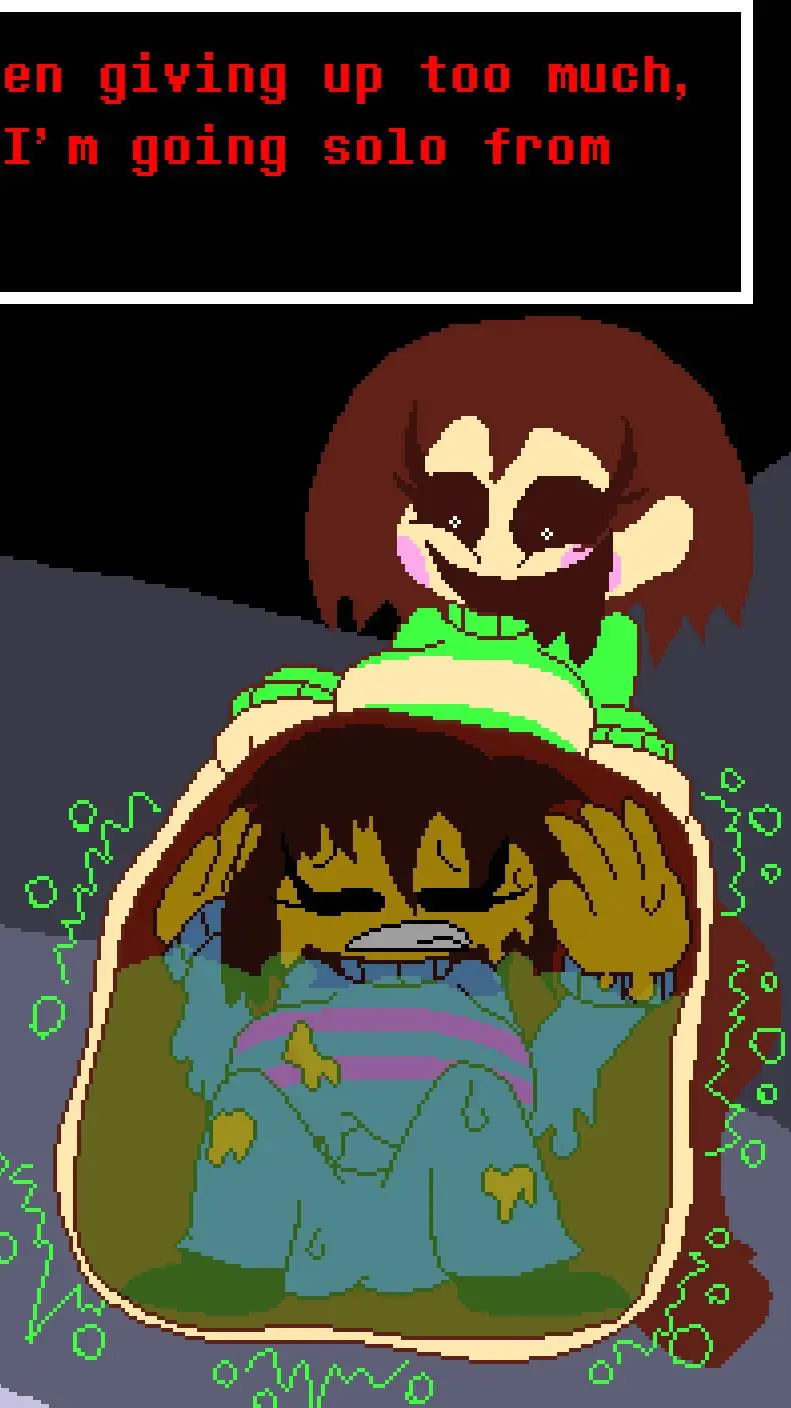 ai character: Chara eat frisk  background