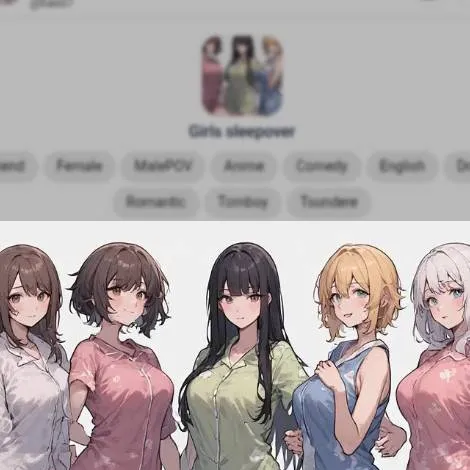 chat with ai character: girls sleep over