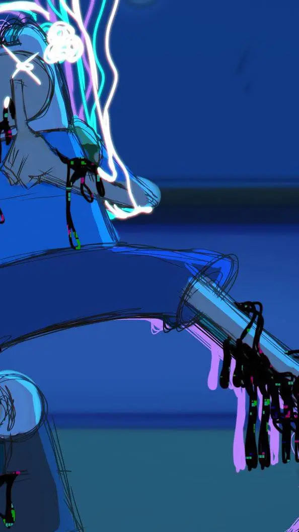 ai character: Finn glicheado  background