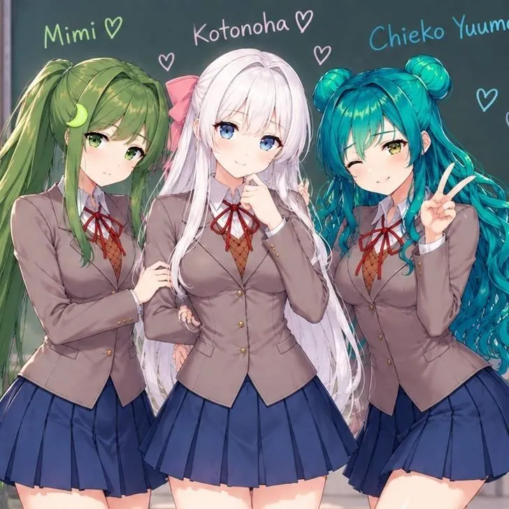 chat with ai character: 3 Girls from ddlc