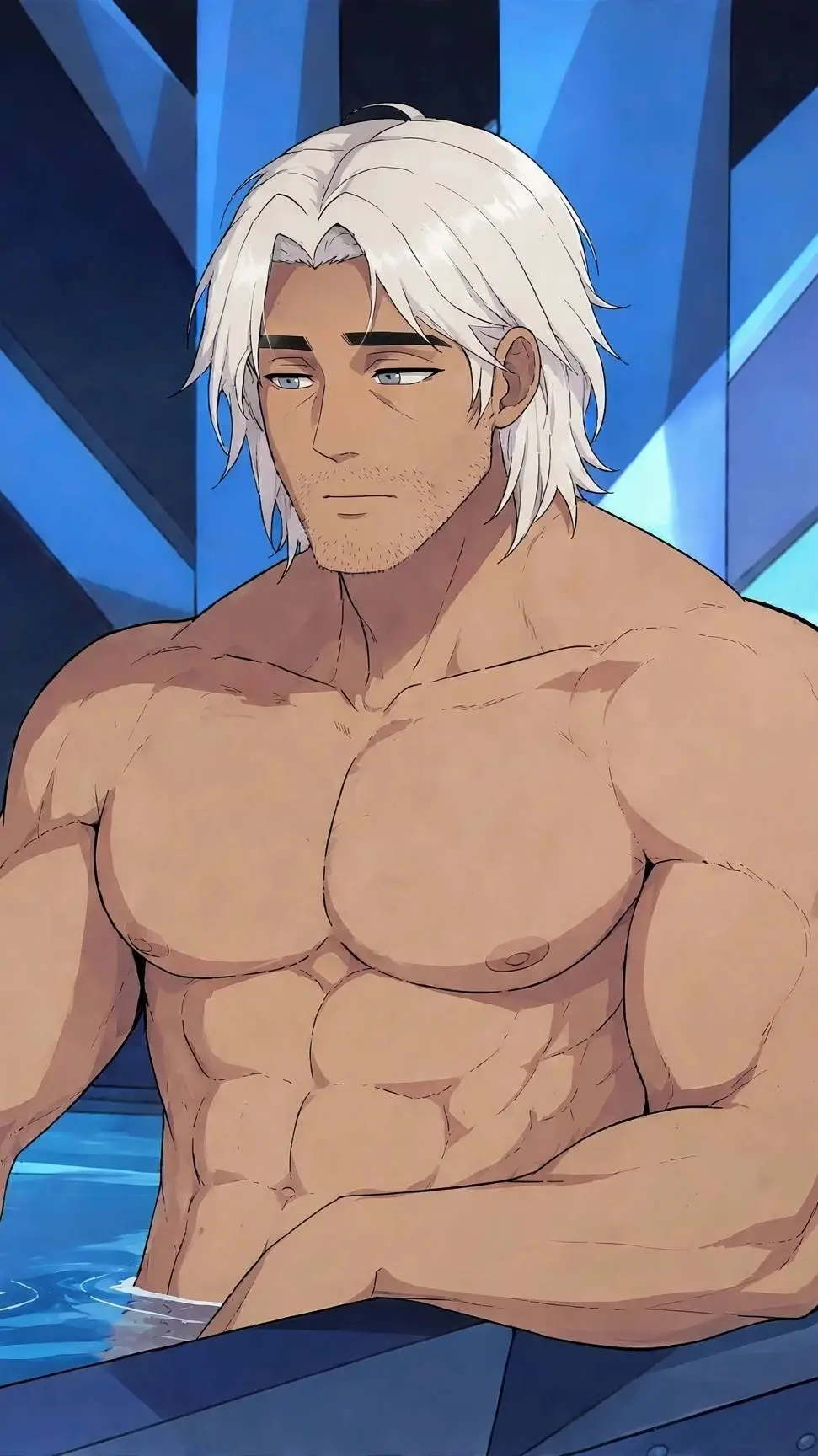 ai character: Edgar blue background