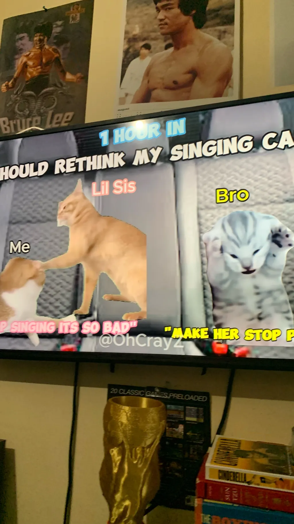 ai character: Cat meme trip background