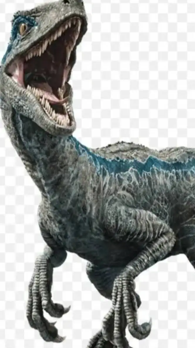 ai character: blue x pyroraptor  background