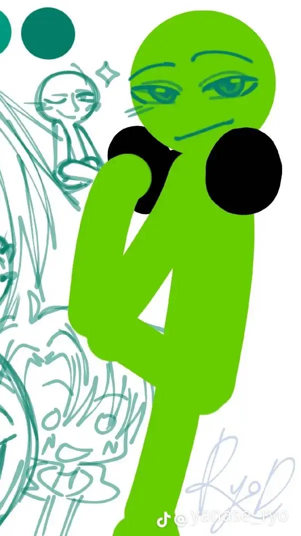 ai character: green  background