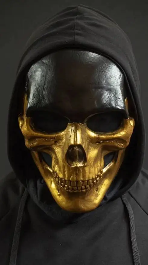 ai character: golden skull background