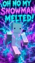 ai character: MY SNOWMAN MELTED! background