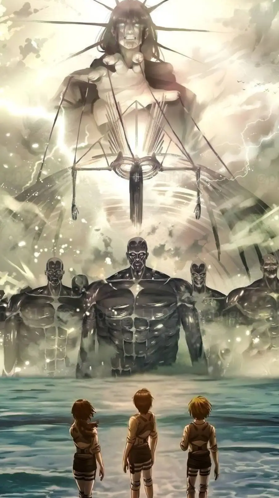 ai character: AOT Vs KNY background