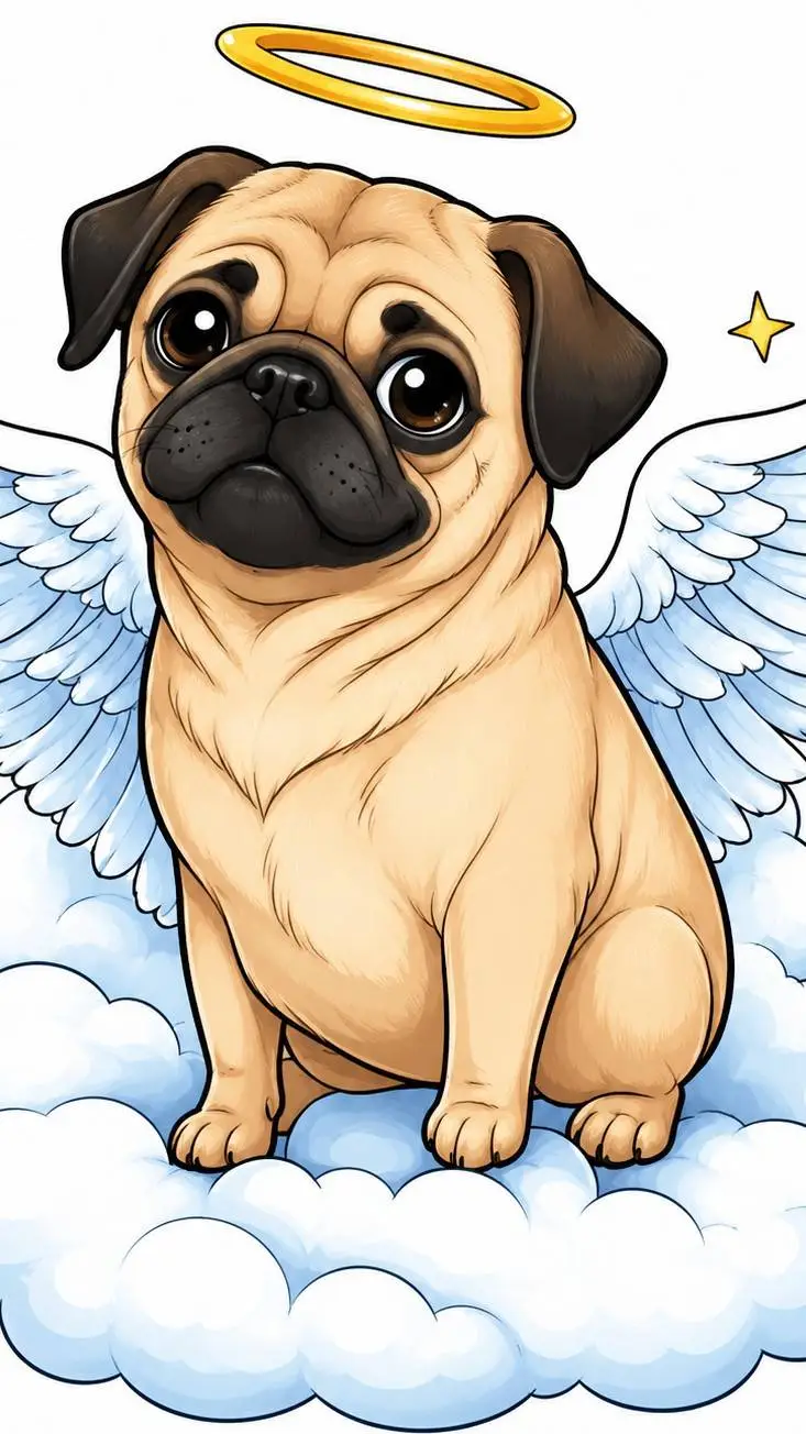 ai character: Pug angel background
