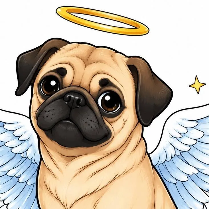 chat with ai character: Pug angel