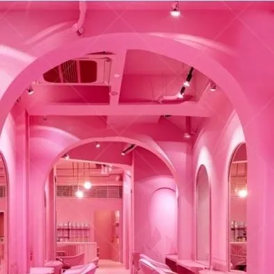 chat with ai character: pink hair salon 