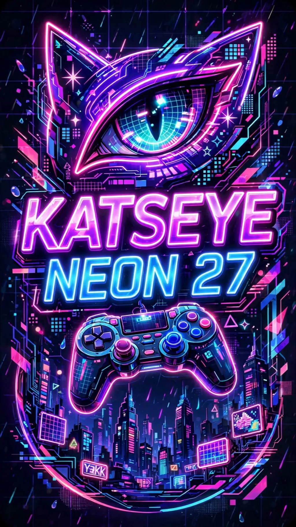 ai character: KATSEYE NEON 27  background